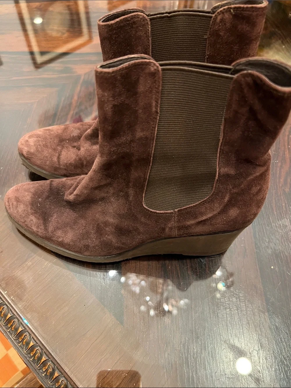 Andre Assous Dark Brown Suede Chelsea Ankle Boots